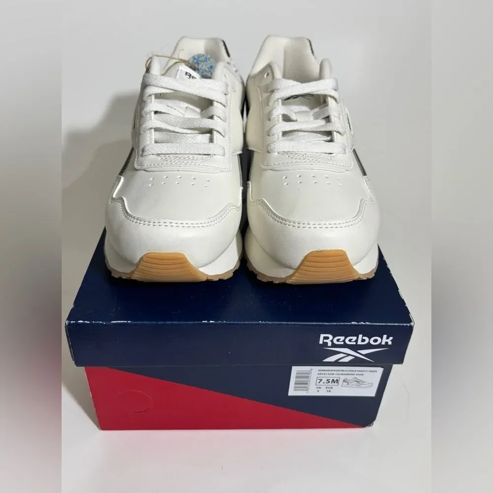 Reebok Harman Run Double Shoes Womens Classic White and Green Sneakers 7.5 - Picture 2 of 12